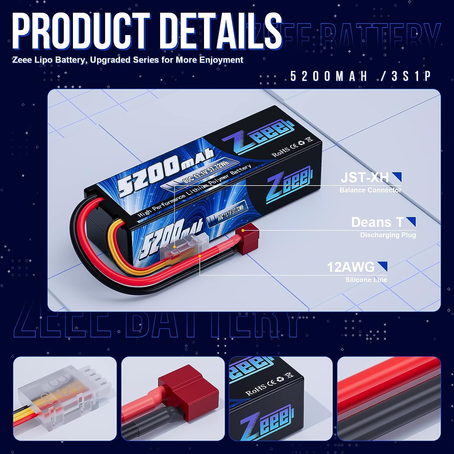 1/2pcs Zeee 3S 5200mAh Lipo Ba - مراجعة Drone Battery 3S وسعره