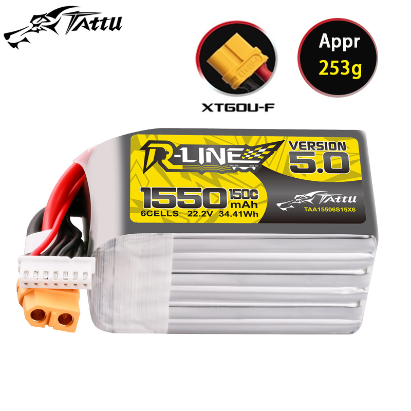 TATTU-R-LINE 5.0 22.2V 1550mAh - مراجعة Drone Battery 6S وسعره