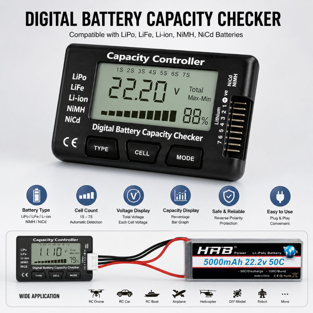 Handheld Battery Capacity Chec - مراجعة Drone Battery Voltage Checker وسعره