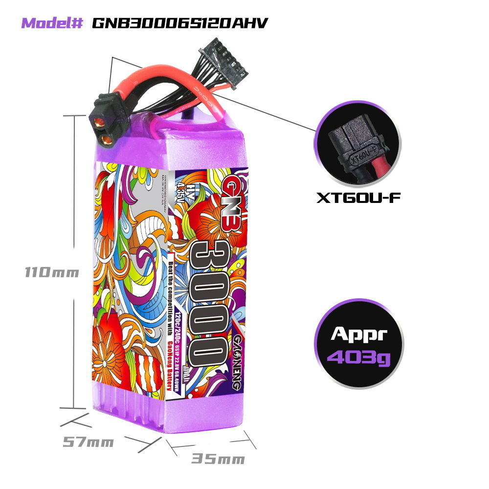 Original GNB HV 6S 22.8V 3000m - مراجعة Drone Battery 6S وسعره